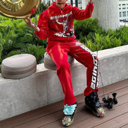 Fashion Print Zipper Hoodie Sweatpants Two Piece Set