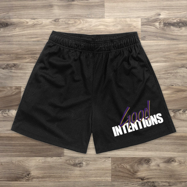 Casual Letter Print Mesh Shorts