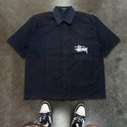 Casual Letters Print Button Short Sleeve Shirt