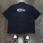 Casual Letters Print Button Short Sleeve Shirt