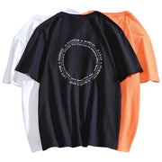 Reflective printed combed cotton round neck short-sleeved top