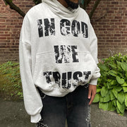 In God We Trust Print Long Sleeve Hoodies