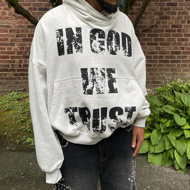 In God We Trust Print Long Sleeve Hoodies