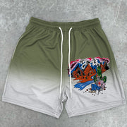 Trendy Retro Contrast Gradient Sports Shorts