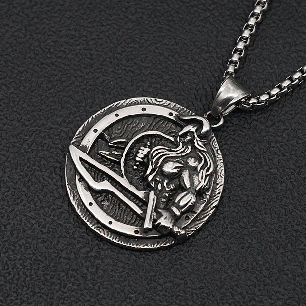 Viking pendant warrior vintage titanium steel necklace