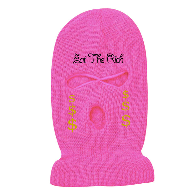 Personalized coin three-hole hat warm knitted hat