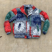 Personalized color matching men's cashew flower long-sleeved zipper cotton jacket