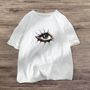 Retro fashion eyes print short-sleeved T-shirt