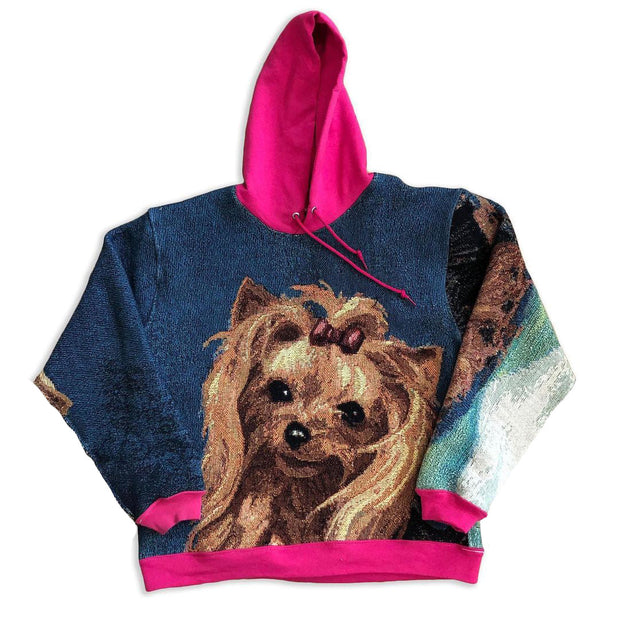 Street fashion dog pattern hooded sweater