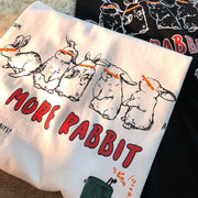 Naughty Bunny American Retro Print Short Sleeve Crew Neck T-shirt