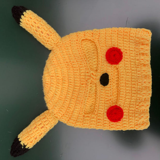 Woolen Knitted Pikachu Hat Autumn and Winter Warm Hood Sand Sculpture Hood Hat