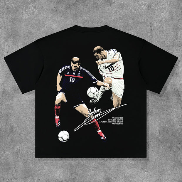 Personality No.10 Footballer Print Short Sleeve T-Shirt