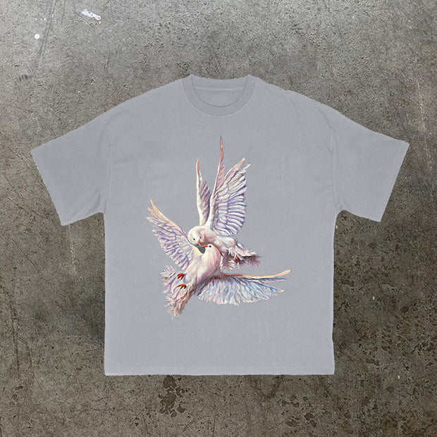 Dove Fashion Retro Street Short Sleeve T-Shirt