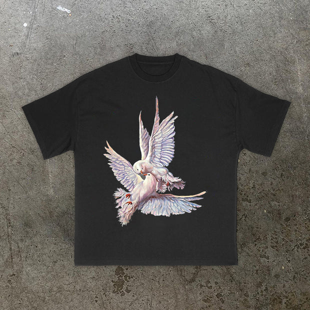 Dove Fashion Retro Street Short Sleeve T-Shirt