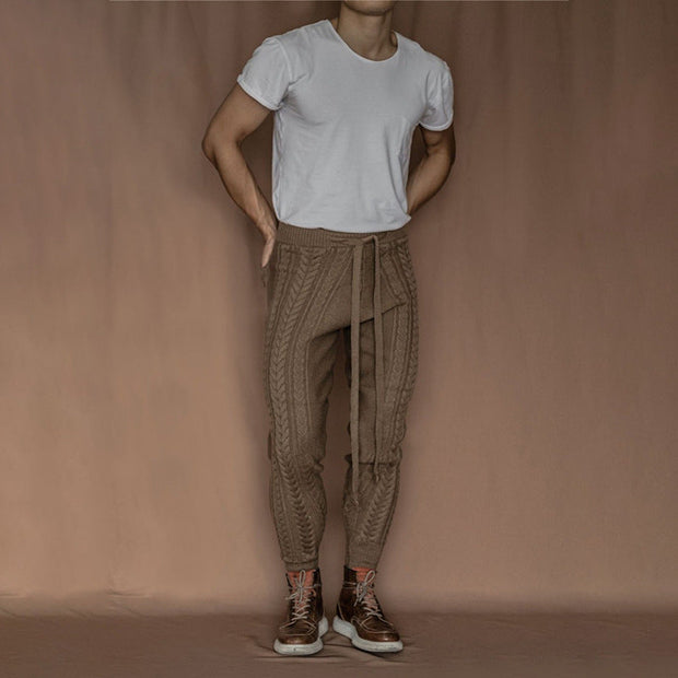 Casual fashion slim knitted cropped trousers