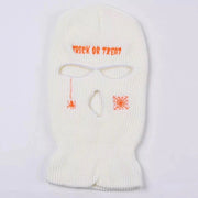 Embroidered spider three-hole hat ski mask