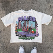 Sports car girl printed cotton T-shirt