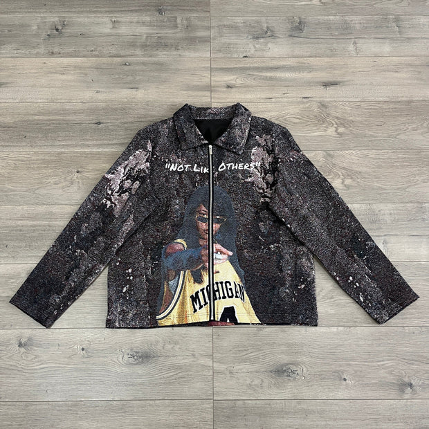 Personality Girls Print Long Sleeve Zipped Jacket