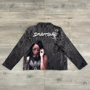 Personality Girls Print Long Sleeve Zipped Jacket
