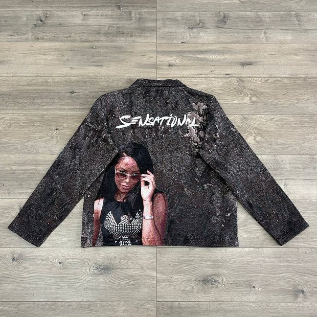 Personality Girls Print Long Sleeve Zipped Jacket