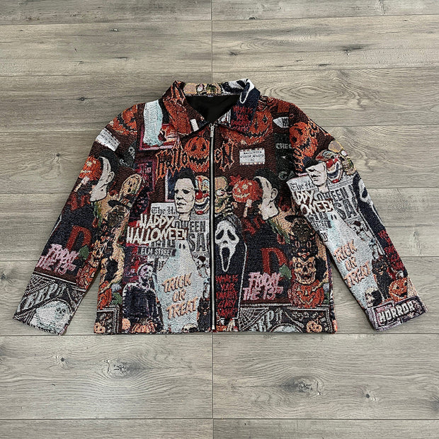 Halloween Print Long Sleeve Zipped Jacket