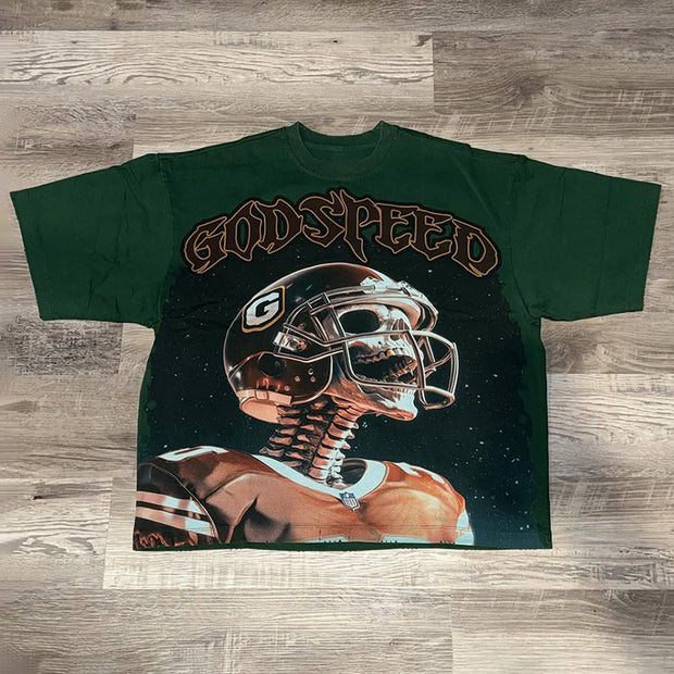 Godspeed Skull Print Short Sleeve T-Shirt