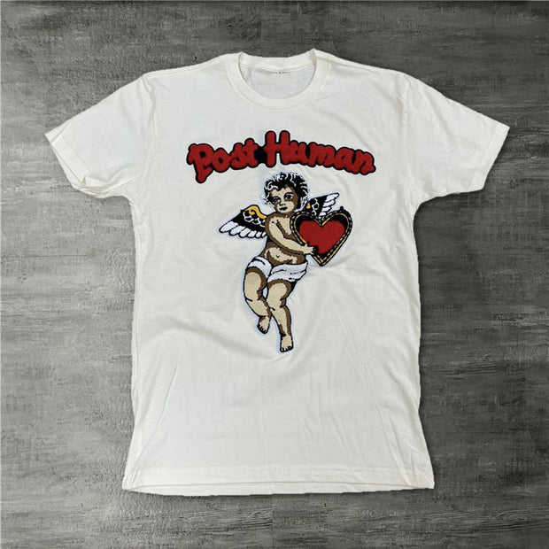 Vintage angel print crew neck T-shirt