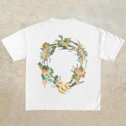Street Retro Trend Half Sleeve Angel Print T-Shirt