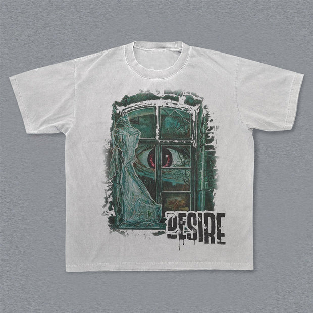 Personalized street style retro print round neck T-shirt