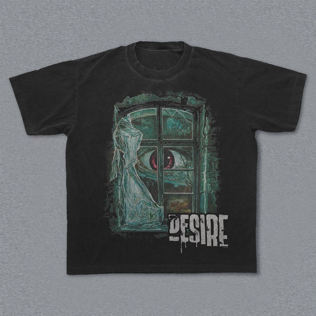Personalized street style retro print round neck T-shirt