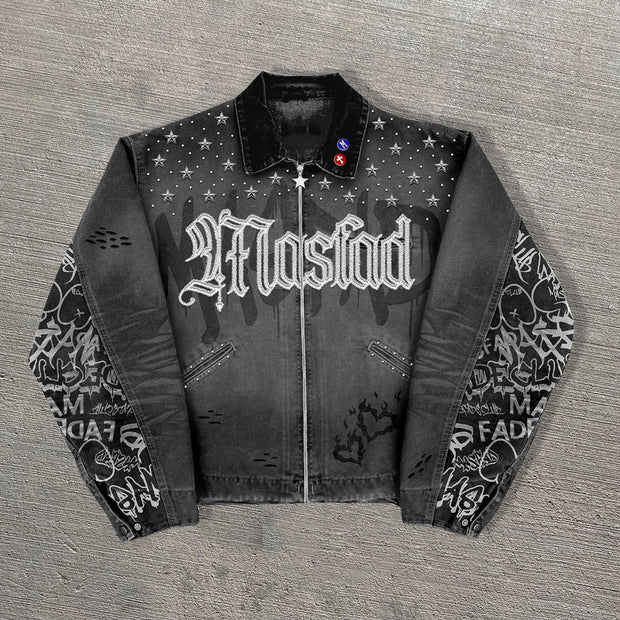 Gypsophila casual retro print patchwork work jacket