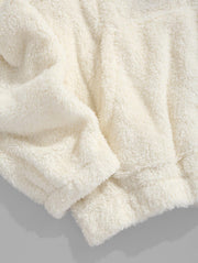 Chic Casual College Bear Pattern Plush Hoodie Set