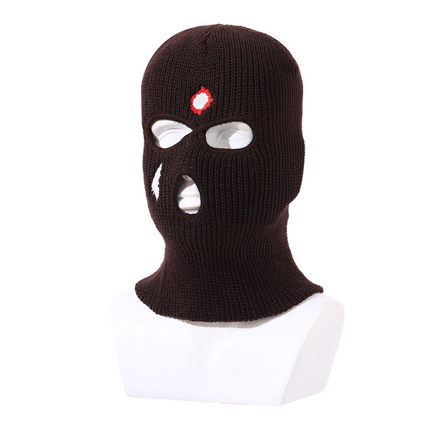 Balaclava three-hole hat outdoor riding headgear knitted warm ski mask