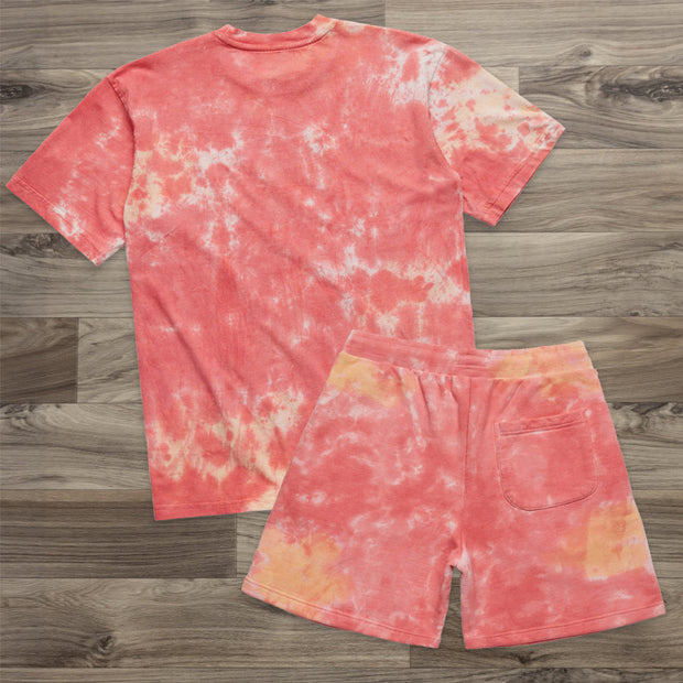 Tie Dye Skull Street Retro Short Sleeve Shorts Set