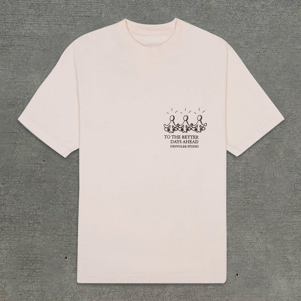 Fashionable personalized butterfly print round neck T-shirt