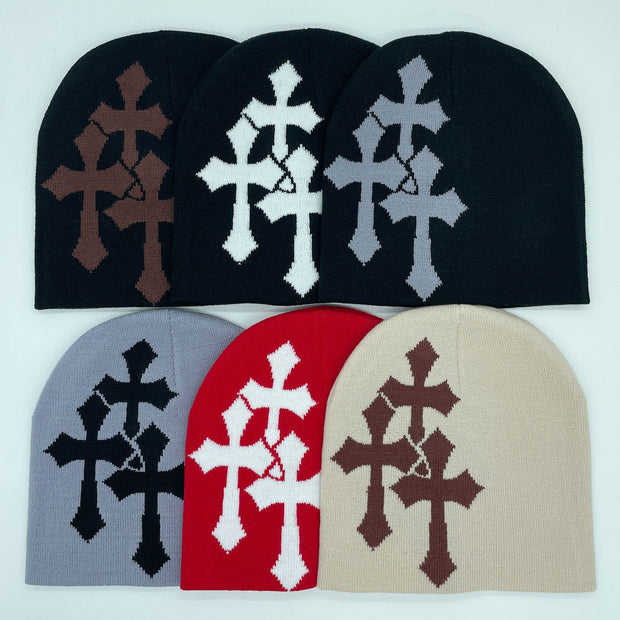 Cross Jacquard Hat for Men and Women
