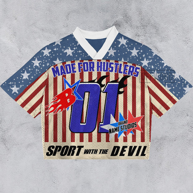 American casual street retro mesh jersey