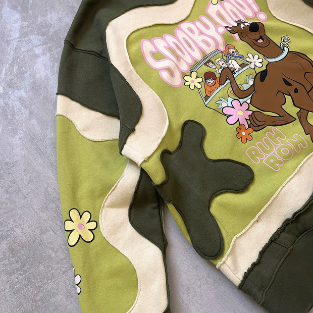 Contrast patch print hoodie