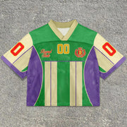 Contrast color Vintage mesh sweater T-shirt