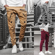 Multi-pocket zipper slacks workwear sports trousers