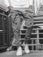 Multi-pocket zipper slacks workwear sports trousers