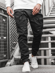 Multi-pocket zipper slacks workwear sports trousers