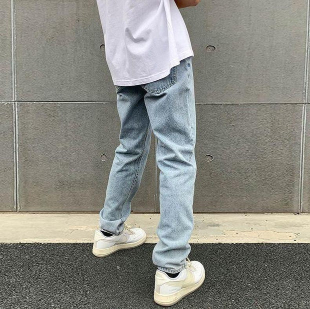 Cactus pattern street straight-leg jeans
