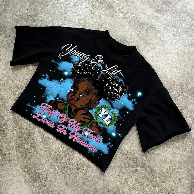 Young & Lit Printed Three-quarter Sleeve T-shirt