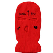 Cross broken heart knitted three hole hat