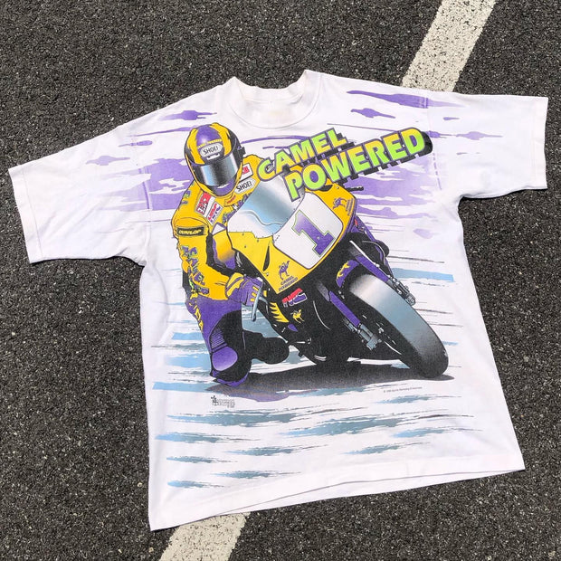 No.1 Motorcycle Racing Print Short Sleeve T-Shirt