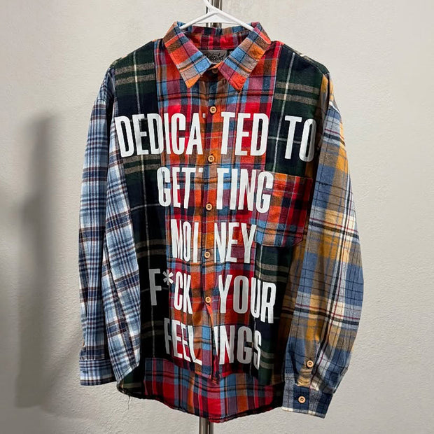 Colorful Plaid Vintage Stitching College Flannel Shirt