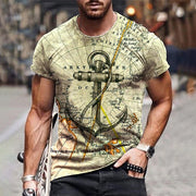 Map anchor print short-sleeved T-shirt