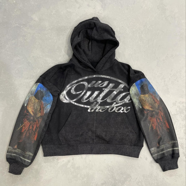 Outta The Box Jesus Print Long Sleeve Hoodies