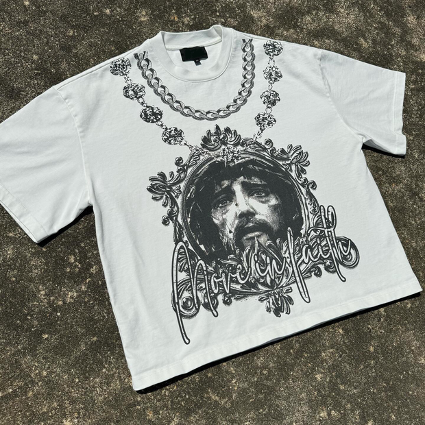 Jesus necklace print T-shirt